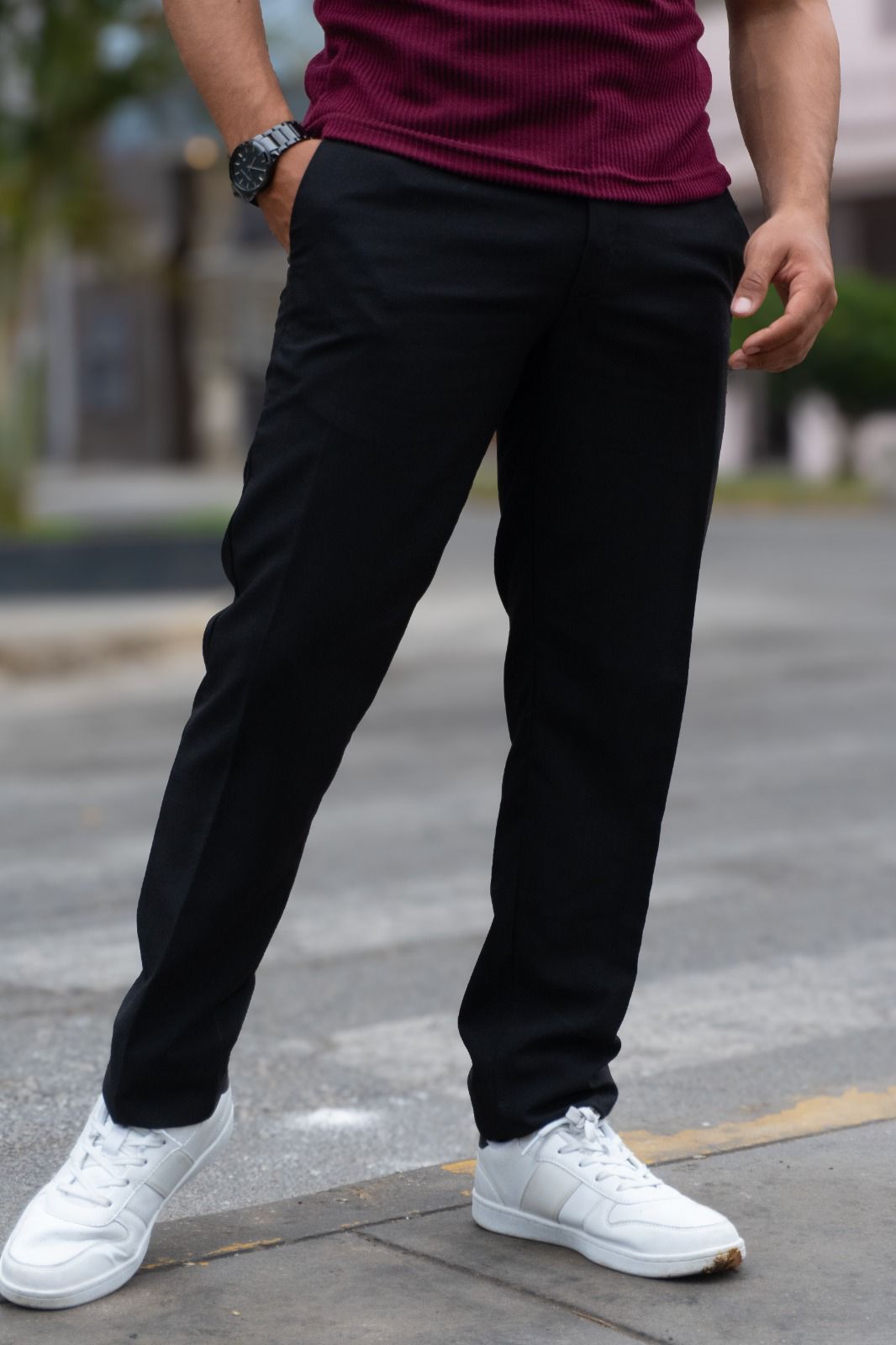 Pantalon Old Money Cinturon | Negro